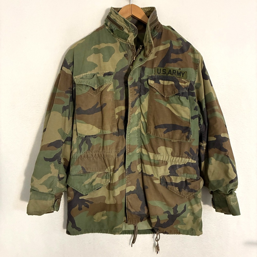 Vtg 80s US‎ Army Cold Weather Field Coat Mens Size S-Reg Camo Military